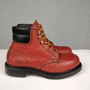 Vintage Red Wing Boots Womens 6 D Wide Brown Leather Steel Toe Made In USA 2308